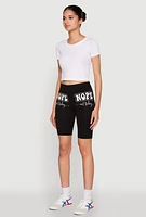 Womens Nope Not Today Graphic Biker Shorts, Black,