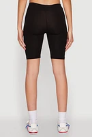 Womens Blessed By God Graphic Biker Shorts, Black, Size S
