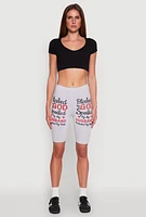 Womens Blessed By God Graphic Biker Shorts,