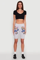 Womens God Above All Else Graphic Biker Shorts, Grey, Size XL