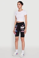 Womens Seamless Graphic Print Bike Shorts, Black, Size XL