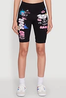 Womens Seamless Graphic Print Bike Shorts, Black, Size XL
