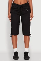 Womens Faux Drawstring Waist Cargo Bermuda Shorts,
