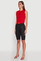 Womens Side Zip Cargo Pocket Bermuda Shorts,
