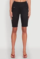 Womens Side Zip Cargo Pocket Bermuda Shorts,