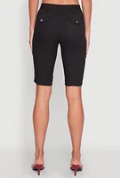 Womens Side Zip Cargo Pocket Bermuda Shorts,