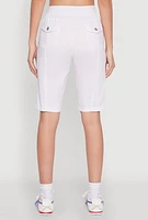 Womens Side Zip Cargo Pocket Bermuda Shorts, White, Size M