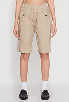 Womens Side Zip Cargo Pocket Bermuda Shorts,