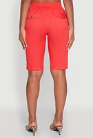 Womens Side Zip Cargo Pocket Bermuda Shorts, Red, Size M
