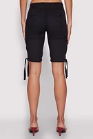 Womens Drawstring Hem Cargo Pocket Bermuda Shorts,