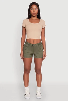 Womens D Ring Tabbed Cargo Shorts, Green, Size L