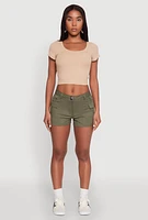 Womens D Ring Tabbed Cargo Shorts, Green, Size L