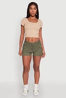 Womens D Ring Tabbed Cargo Shorts, Green, Size L
