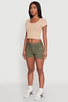 Womens D Ring Tabbed Cargo Shorts, Green, Size L