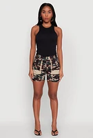 Womens Camouflage Cargo Pocket Shorts, Multi, Size L