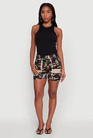 Womens Camouflage Cargo Pocket Shorts, Multi, Size L