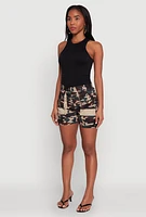 Womens Camouflage Cargo Pocket Shorts, Multi, Size L