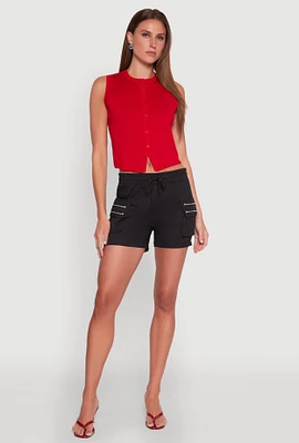 Womens Zipper Cargo Pocket Shorts,