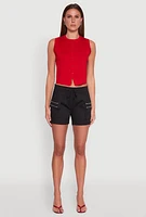 Womens Zipper Cargo Pocket Shorts,