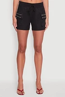 Womens Zipper Cargo Pocket Shorts,