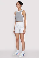 Womens Zipper Cargo Pocket Shorts, White, Size XL