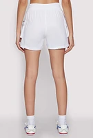 Womens Zipper Cargo Pocket Shorts, White, Size XL
