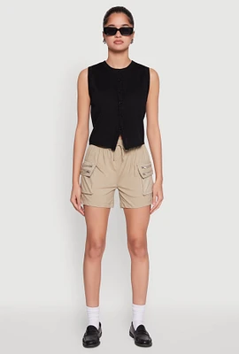 Womens Zipper Cargo Pocket Shorts, XL