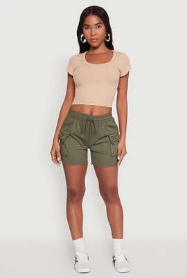 Womens Zipper Cargo Pocket Shorts,