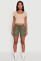 Womens Zipper Cargo Pocket Shorts,