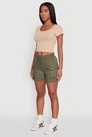 Womens Zipper Cargo Pocket Shorts,