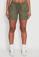 Womens Zipper Cargo Pocket Shorts,