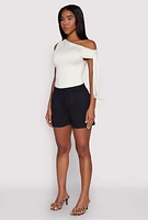 Womens Smocked Waist Shorts, Black, Size XL