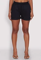 Womens Smocked Waist Shorts, Black, Size XL
