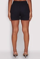 Womens Smocked Waist Shorts, Black, Size XL