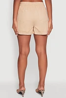 Womens Smocked Waist Shorts, Khaki, Size S