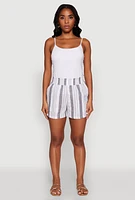 Womens Smocked Waist Striped Pants,