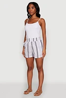 Womens Smocked Waist Striped Pants,