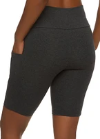 Womens High Waisted Side Pocket Biker Shorts,