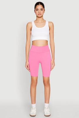 Womens High Waisted Side Pocket Biker Shorts, S