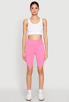 Womens High Waisted Side Pocket Biker Shorts, S