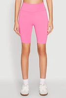 Womens High Waisted Side Pocket Biker Shorts, S