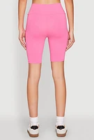 Womens High Waisted Side Pocket Biker Shorts, S