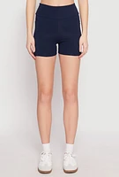 Womens Side Pocket High Waist Biker Shorts,