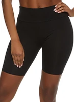 Womens Cotton Wide Waistband Biker Shorts,