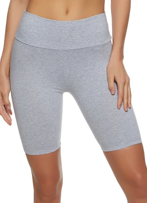 Womens Cotton Wide Waistband Biker Shorts, S