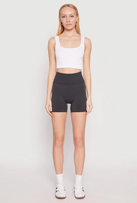 Womens Seamless High Waisted Biker Shorts, Grey, Size M-L