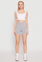 Womens Seamless High Waisted Biker Shorts, Grey, Size S-M