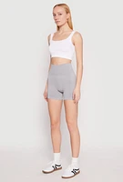 Womens Seamless High Waisted Biker Shorts, Grey, Size S-M
