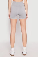 Womens Seamless High Waisted Biker Shorts, Grey, Size S-M