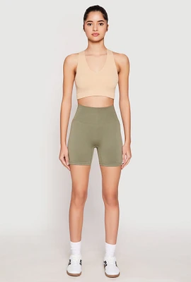 Womens Seamless High Waisted Biker Shorts,